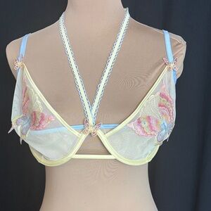 For Love And Lemons Yellow and Blue Butterfly Bra